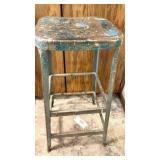 Vtg Industrial Metal Stool 29 Inches Tall