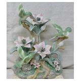 Porcelain Hummingbird & Flower Figurine Music Box