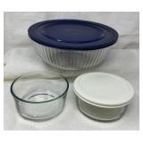 3) Glass Bowls w/Lids