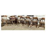 5) Wooden Barrel Back Dining Chairs & 1 odd wooden