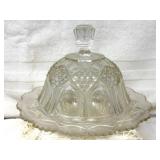 Antique Glass Covered Butter Dish, damaged
