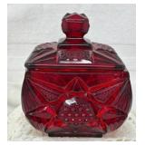 Westmoreland Ruby Red Cut Glass Covered Dish