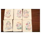 6 Embroidered Girl Motif Tea Towels