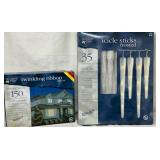 Icicle Sticks & Twinkling Ribbon Lights, NIP