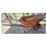 Metal Wheelbarrow w/wooden handles