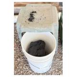 Bucket w/Chunks of Coal & Plastic Stool/Stand