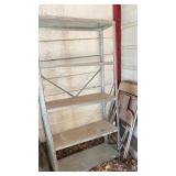 Metal Shelf w/four shelves, 2 Folding Charis