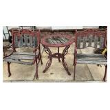 Cast Iron Patio Table & Chair Set, needs new wood