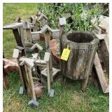 Rustic Wooden Planter & Plant Stands