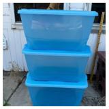 Homz Blue Plastic Storage Totes, 3x$