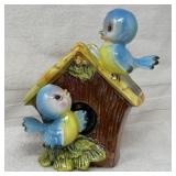 Vintage Ceramic Bluebird and Birdhouse Planter