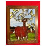 Framed Stained Glass Deer Picture, see pics for