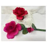 Napoleon Italy Porcelain Rose Flower Figurines