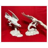 Franklin Porcelain Eagle & Owl Figurines by