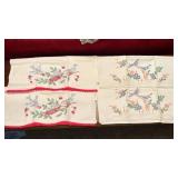 2 Pair Embroidered Pillowcases, appear unused