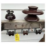 Antique Brown Porcelain Insulators Lot of 5