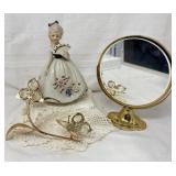 Porcelain Lady Figurine Music Box,  Dresser