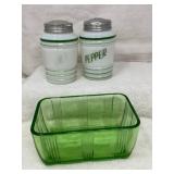 Range Shakers & Green Depression Dish