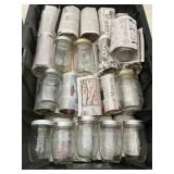 Approx 50 Lg Jelly Jars in 17 gal Black Tough Box