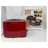 HBeach Donut Maker & KitchenAid Red Toaster