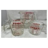 3 Vintage Pyrex Glass Measuring Cups