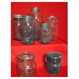 Vtg Ball & Atlas Glass Canning Jars, assorted