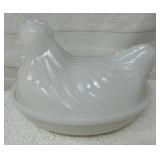 Hazel Atlas Milk Glass Hen on Nest