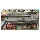 Wooden Wagon w/Red Iron Wheels