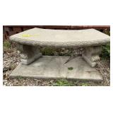 Curved Concrete Garden Bench w/Ornate Supports