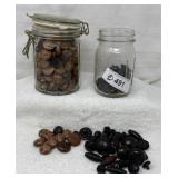 Vtg Brown and Black Coat Buttons in Glass Jars