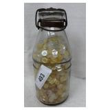 Vtg Glass Jar w/Metal Lid, w/Assorted Buttons