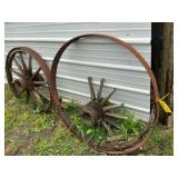 Antique Wooden Wagon Wheels w/Iron Rims