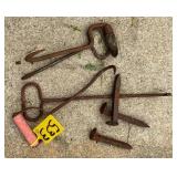 Vtg Railroad Spikes & Hay Hooks