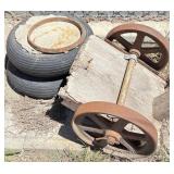 Metal Axle w/iron wheels & Cement Filled Tires