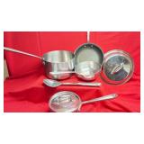 All Clad Cookware w/Lids & Spoon