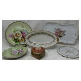 Hand Painted Porcelain Plates, Trivet, Trinket