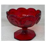 Coin Glass Compote, Fostoria, Ruby Red