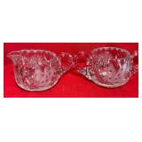 Glass Creamer & Sugar Set w/Floral & Butterfly