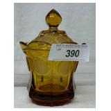 Coin Glass Candy Dish w/lid, Fostoria, Amber