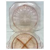 Pink Depression Glass Divided & Serving Plates