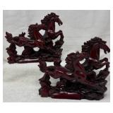 Carved Resin Running Horse Figurines