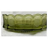Coin Glass Oval Bowl, Fostoria, Olive Green