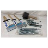 New Master Paint Brushes, Bolts, in Storage Tote