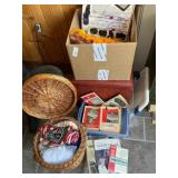 Sewing and Knitting Supplies w/Work Basket Books