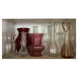 Vtg Swung Glass Vases & Assorted Other Vases