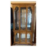 Lighted Oak Curio Cabinet w/Glass Shelves 73'H