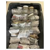 Approx. 60 Small Glass Jelly Jars in Blk Sterilite