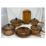 Amber Glass Cookware Set w/Lids & Baking Dish