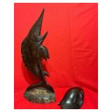 Carved Wood Marlin Trophy and Snail