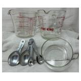 Pyrex & Fire-King Measuring Cups & Metal Spoons